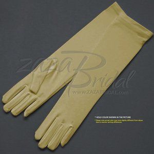 15.5″ Long 4-Way Stretch Matte Finish Satin Dress Gloves 8BL - Gold
